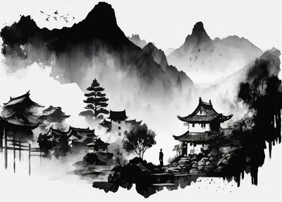 Chinese Landscape Birds Forest Mountain River Koi Carp Fish Ink Art Poster Canvas Painting Wall Art Prints Picture Home Decor