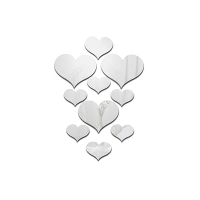 10Pcs/Set Durable Love Heart Stickers Wall Sticker Mirror Mural 3D Decal Simple DIY Decorative Removable Paster Home Decoration
