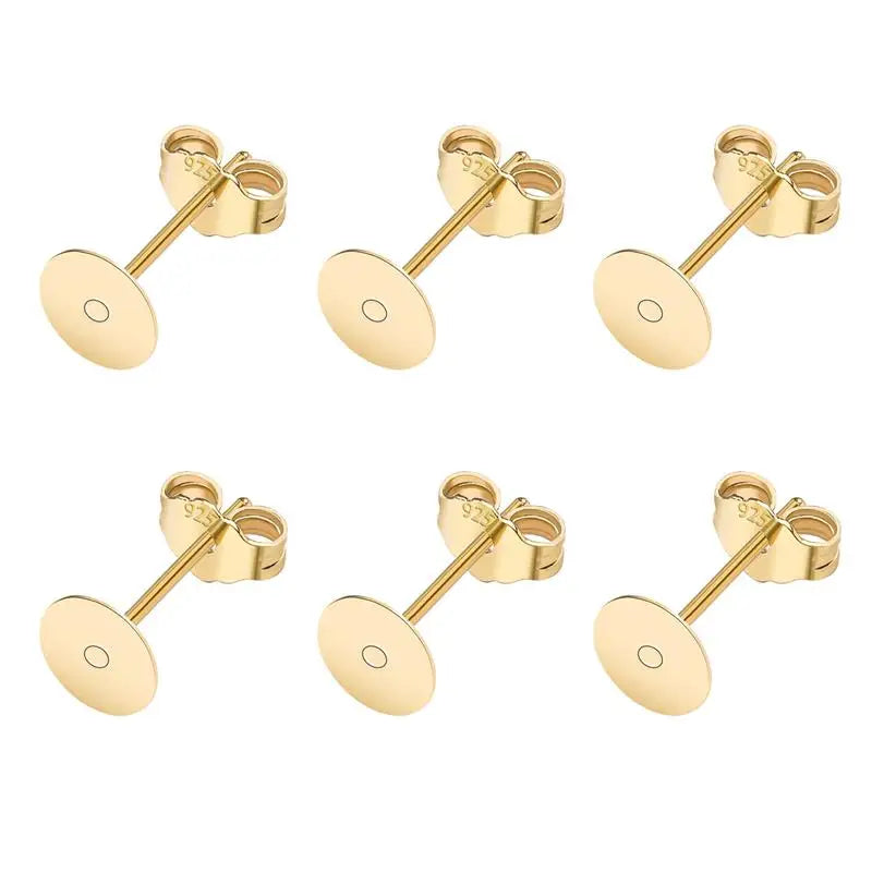 50pcs/lot 925 Silver Plated Blank Post Earring Studs Base Pin With Earring Plug Findings Ear Back DIY Jewelry Making Accessories