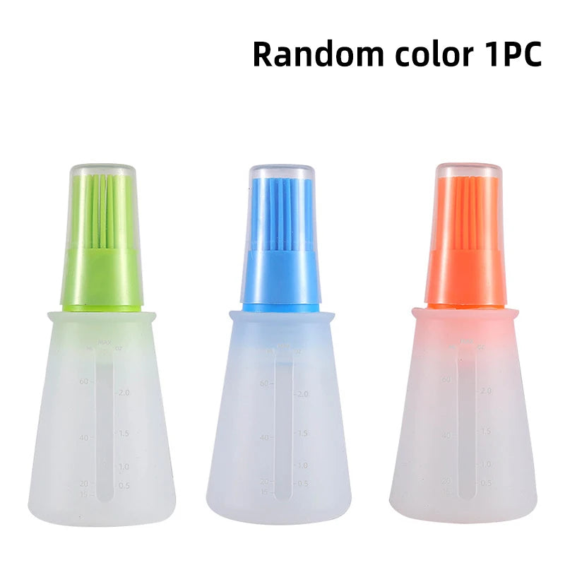 Silicone Oiler with Brush Seasoning Seasoning Sauce Brush with Scale oil Bottle BBQ Kitchenware Gadgets Grilling Frying Tools