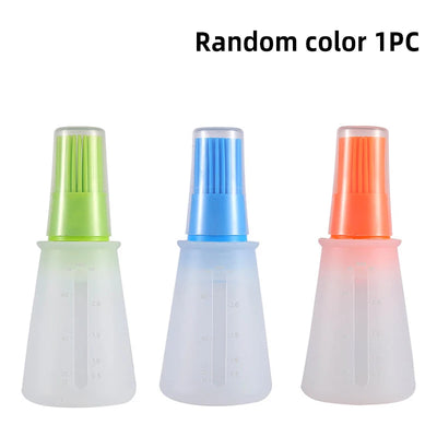 Silicone Oiler with Brush Seasoning Seasoning Sauce Brush with Scale oil Bottle BBQ Kitchenware Gadgets Grilling Frying Tools