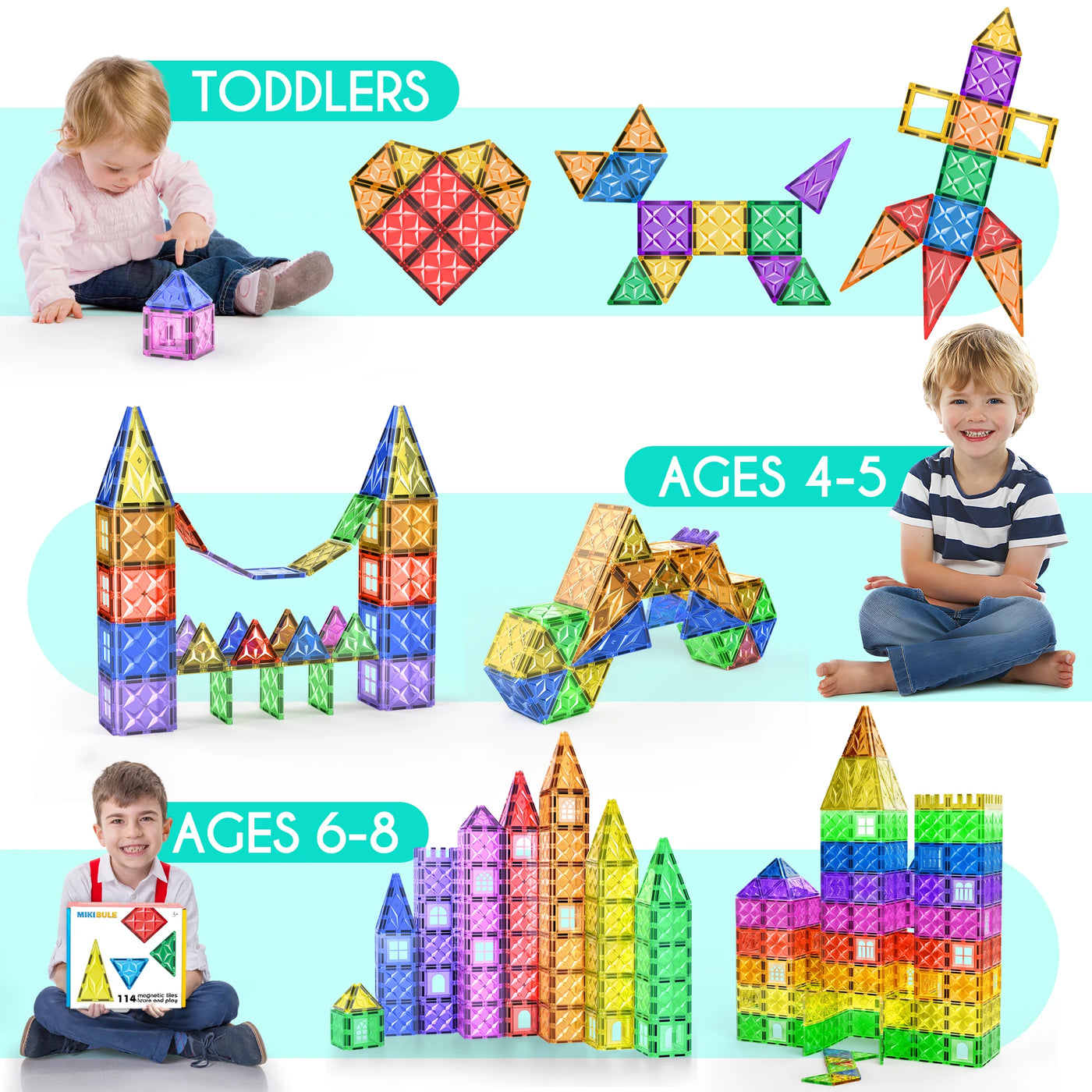 EDUCIRO Magnetic Building Blocks Construction Set Building Puzzle Tiles  Educational Game Children Montessori Toys Gifts