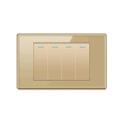 Shawader Electric Power Wall Switch Brazil US Mexico Glass Panel 118 Jack Three Position Outlet Home Office Kitchen 1/2/3/4Gang