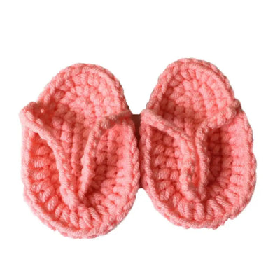 Mini Photography Prop Newborn Baby Solid Color Crochet Flip-Flops Infant Slippers Photo Props Babies Accessories Newborn Photogr