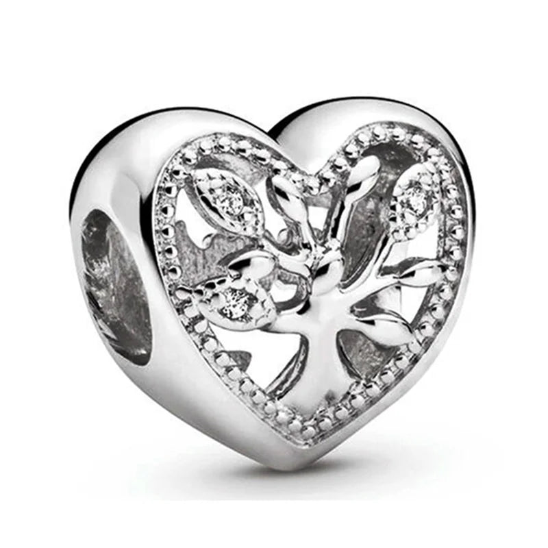 2024 New 925 Silver Plated Diamond Heart Bell Loose Charm Beads For Pandora DIY Bracelet Necklace Jewelry Accessories Gifts