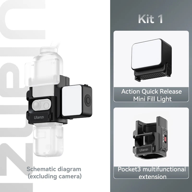 Ulanzi LM18 IPX5 Waterproof Underwater Led Video Fill Light 5600K for DJI Osmo Action 5/4/3 & Pocket 3 Action Camera Accessories
