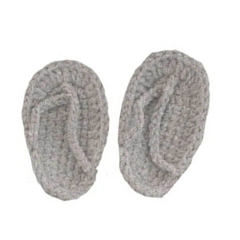 Newborn Photography Prop Accessories 1 Pair Baby Knitted Slippers Mini Handmade Crochet Shoes Boys Girls Fotografia Flip-flops