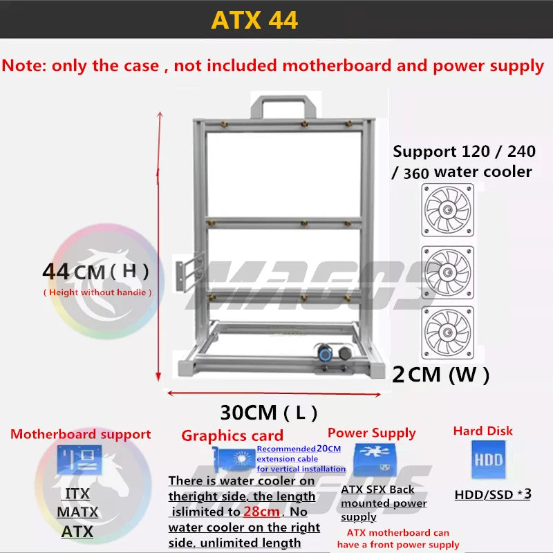 Open PC Case Frame Rack ITX MATX ATX EATX Gamers Cabinet DIY Water Cooler Desktop PC Creative Gabinete Gaming Chassis MOD