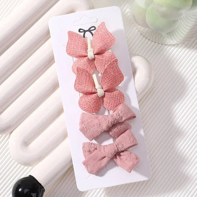 4Pcs/set Butterfly Hair Clip Set for Girls Double Layered Bow Cute Bangs Hair Pin Cotton Safe Kids Baby Hair Accessories Set