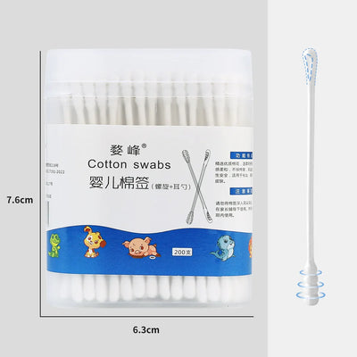 BABY EAR SCOOP CLEANING COTTON SWABS – DISPOSABLE FINE-HEADED & SPIRAL ROUND TIP SWABS