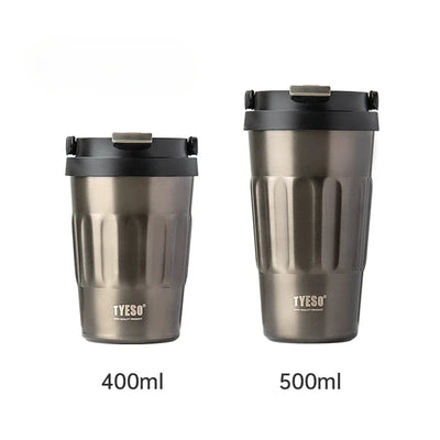Tyeso Vintage Coffee Mug Portable 304 Stainless Steel Insulated Travel Cup Convenient Handheld Thermos for On-the-Go Use