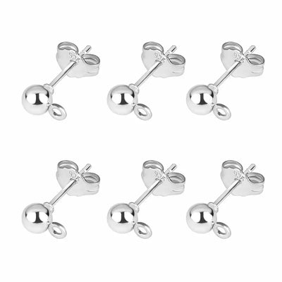 50pcs/lot 925 Silver Plated Blank Post Earring Studs Base Pin With Earring Plug Findings Ear Back DIY Jewelry Making Accessories