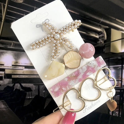 New Fashion 3/4pcs Set Pearl Hair Clip For Women Korean Hairpin Geometric Crystal Hair Barrettes Girl Hair Accessories Hairgrip