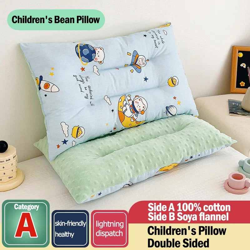 1PC CARTOON COTTON BEAN VELVET PILLOW CORE FOR CHILDREN 0-10 YEARS OLD | BABY COMFORT PILLOW 30*50CM, CUTE CARTOON PRINTING, SOFT
