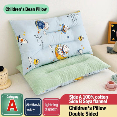 1PC CARTOON COTTON BEAN VELVET PILLOW CORE FOR CHILDREN 0-10 YEARS OLD | BABY COMFORT PILLOW 30*50CM, CUTE CARTOON PRINTING, SOFT
