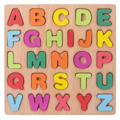 Montessori Wooden Puzzle 3D Alphabet Letters Number Matching Game Baby Kids Toys Education Learning Toy for Children 2 to 4 Year