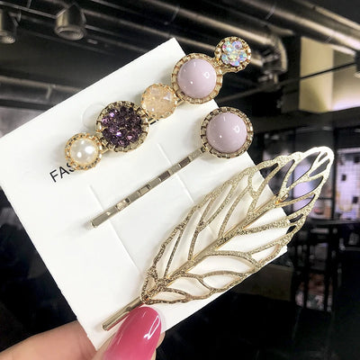 New Fashion 3/4pcs Set Pearl Hair Clip For Women Korean Hairpin Geometric Crystal Hair Barrettes Girl Hair Accessories Hairgrip