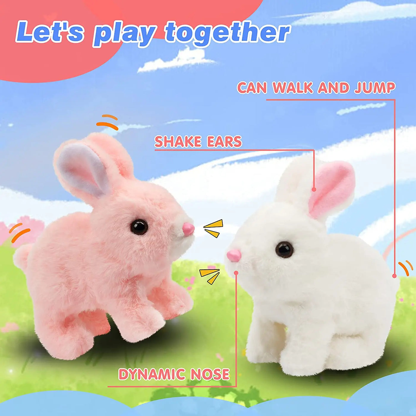 Cute Interactive Electronic Pet Rabbit Toy – Sound and Action Features for Fun Playtime Perfect Gift for Kids Desktop ornaments