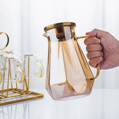 1.5L colourful Diamond Glass Teapot Set Home Water Carafe Heat-resistant Teapot  Hot Cold Water Water Jug Coffee Pot