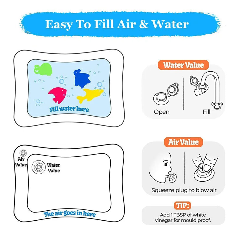 INFLATABLE TUMMY TIME BABY PLAY MAT WATER CUSHION EARLY EDUCATION INTERACTIVE BABY TOYS FOR TODDLERS SENSORY DEVELOPMENT