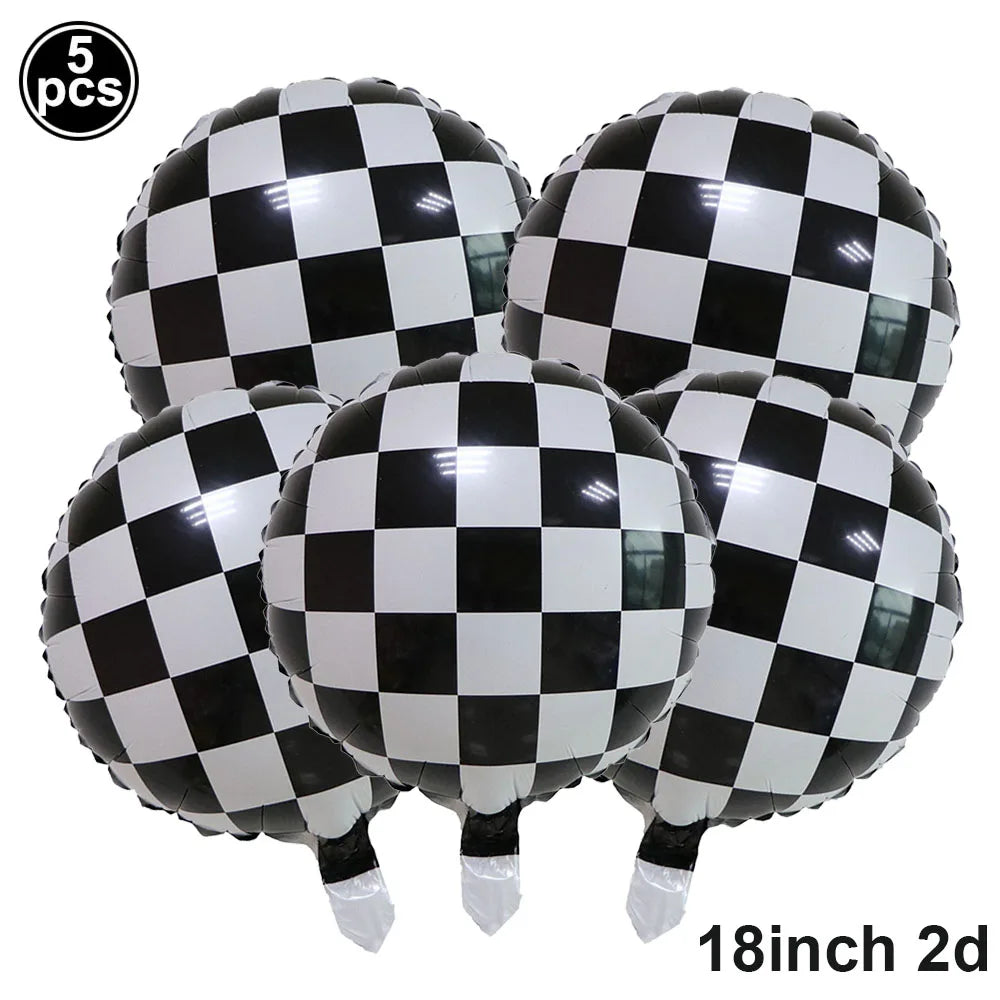 Racing Car Theme 3-Tier Round Cardboard Cupcake Stand  Cars Birthday Party Tablecloth Black and White Checkered Decor Supplies