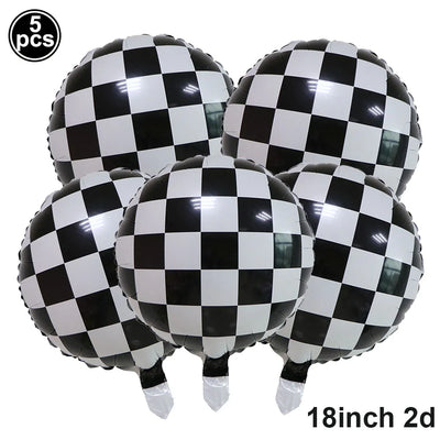 Racing Car Theme 3-Tier Round Cardboard Cupcake Stand  Cars Birthday Party Tablecloth Black and White Checkered Decor Supplies