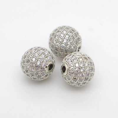 Beads for Jewelry Making Gold Silver Color Accessories Paved Zircon Spacer Bead String Beaded Diy Necklace Bracelet Chain Charms