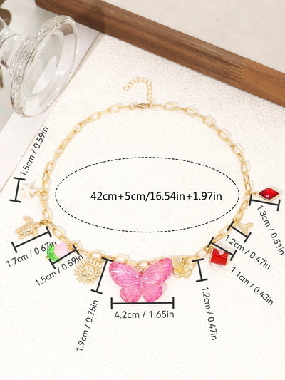 Creative Stainless Steel Starfish Flower Pendant Golden Color Necklace Ladies Charm Fashion Exquisite Jewelry