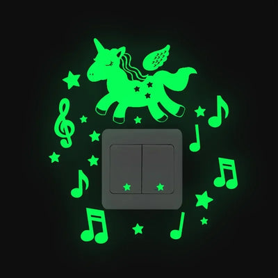 Cartoon Glow in the Dark Sticker Light Switch Sticker Luminous Wall Stickers Decal for Kids Room Decoration Home Decor Cat Fairy