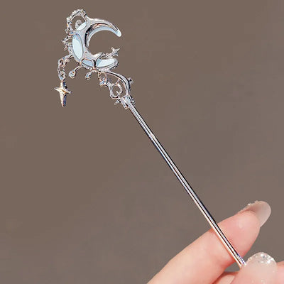 Romantic Chinese Style Women's Hair Accessories Sweet Stars Moon Gemstones Suitable for Daily Parties Fashionable Hair Needles