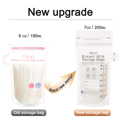 NCVI Breastmilk Storage Bags, 200ml Milk Freezer Bags for Breastfeeding, Temp-Sensing, Doubled-Sealed,Preservation Bag, BPA Free