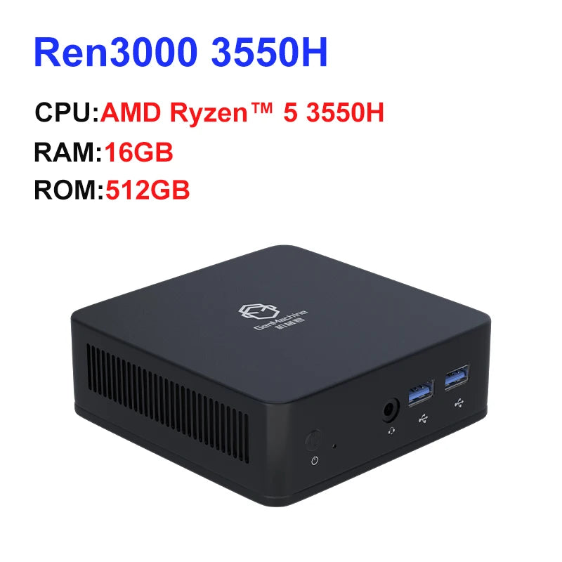 GenMachine Mini PC AMD Ryzen 5 3550H CPU Windows 11 Ryzen DDR4 8GB 256GB 16GB 512GB WIFI5 AMD Pc Gamer Diy Gaming Computer