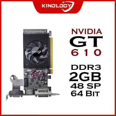 Kinology NVIDIA GT 610 2GB New Graphics Card DDR3 GPU Video Card 64Bit with HDMI VGA DVI for Computer Gaming GT610