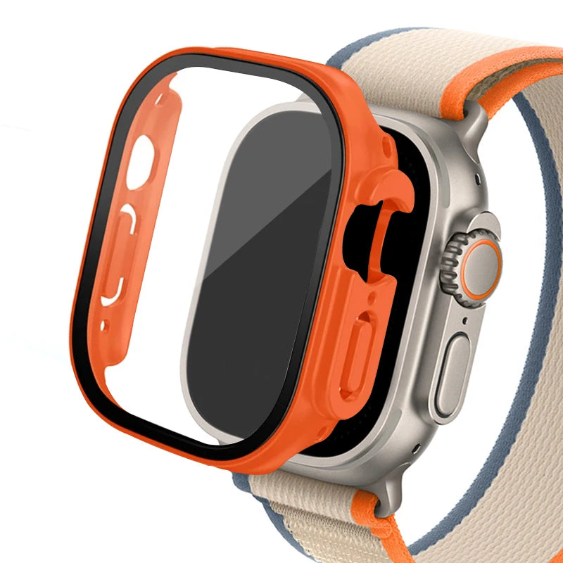 Glass+case For Apple Watch Ultra 2 case 49mm smartwatch PC Bumper+Screen Protector Tempered Cover iwatch series band Accessories