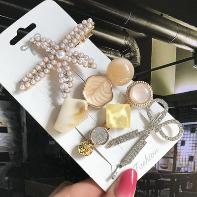 New Fashion 3/4pcs Set Pearl Hair Clip For Women Korean Hairpin Geometric Crystal Hair Barrettes Girl Hair Accessories Hairgrip