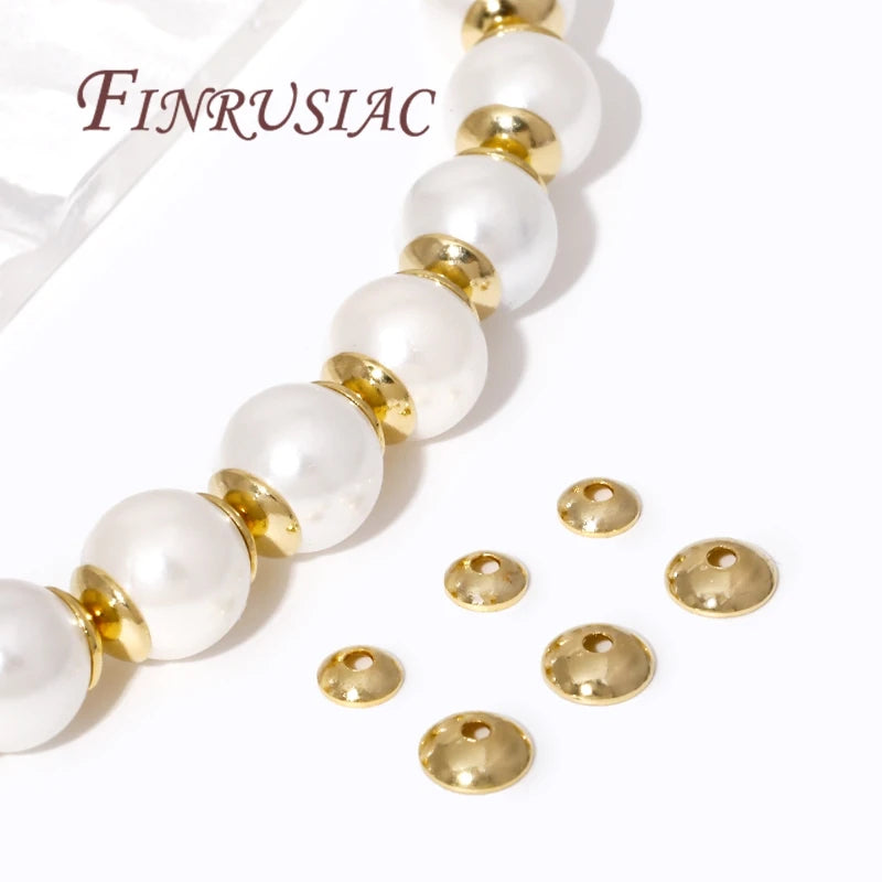 3mm 4mm 14K Gold Plated Brass Round Bead Caps For Necklace Bracelet Jewelry Making Supplies,DIY Accessories Beading Spacer Caps