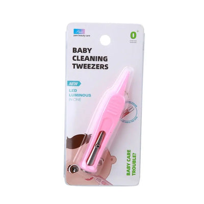 Safety Forceps with LED Light Baby Dig Booger Clip Infants Clean Ear Nose Navel Safety Tweezers Safe Forceps Cleaning Supplies