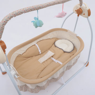 3-COLOR LED BLUETOOTH ELECTRIC BABY CRADLE WITH AUTO SWING, SAFE CRIB, INFANT ROCKER & MP3 MUSIC PLAYER