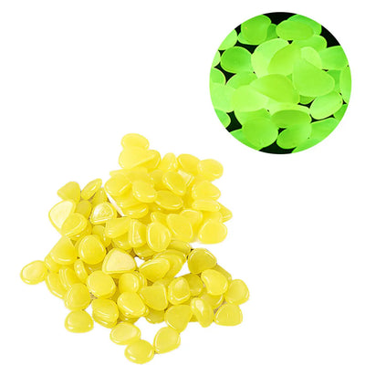 100PCS Solar Luminous Stone Fish Tank Pebble Multifunction Glow In The Dark Pebble Glowing Stone Rock Reusable Garden Decoration