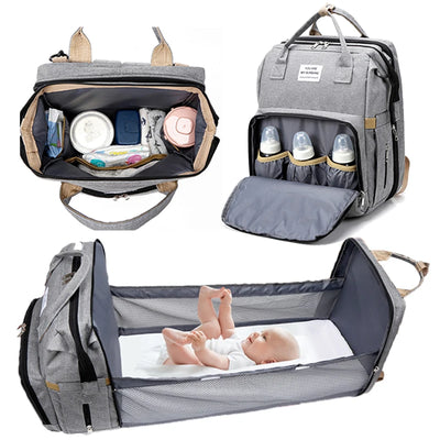 Folding Mommy Diaper Bags Baby Bed Fashion Women's Bag Maternity Nappy Diaper Bags Travel Milk Bottle Backpack Nursing Bags