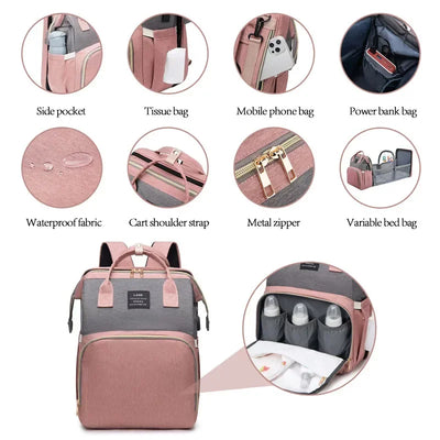Mommy Bag Mosquito-Proof Multi-Functional Folding Crib Bottle Bag Travel Large-Capacity Dry And Wet Separation Mother Baby Bag