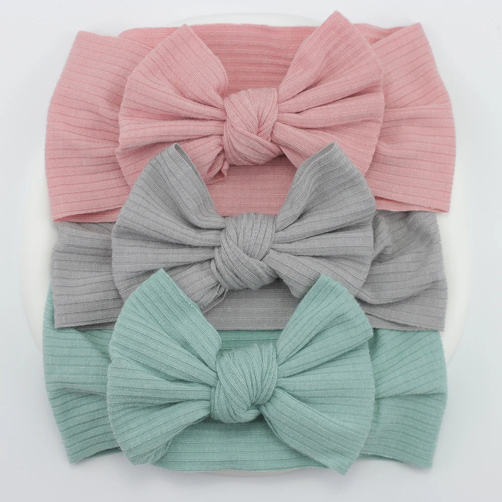 3Pcs/Lot Knit Baby Headband Bow Newborn Elastic Soft Nylon Headbands For Baby Girl Turban Infant Hair Accessories Kids Headwear