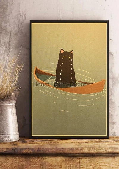 Fun And Cute Lover Cat Paper Poster Graffiti Picture Retro Personality Paper Wall Sticker Retro Bar Cafe Home Room Gift Decor