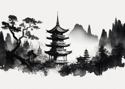 Chinese Landscape Birds Forest Mountain River Koi Carp Fish Ink Art Poster Canvas Painting Wall Art Prints Picture Home Decor