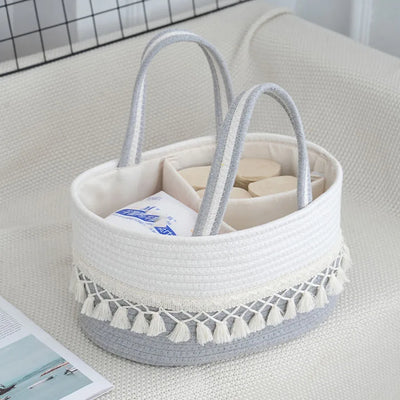 Fashion Multifunctional Cotton Rope Diaper Caddy Bag Baby Feeding Bottle Toy Diaper Organizer Storage Basket Bags in Home Car
