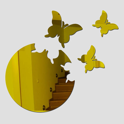 4pcs 3D Butterfly DIY Mirror Wall Sticker Room Decor Stickers Decal Home Decor for Bedroom Bathroom Living Room Decor