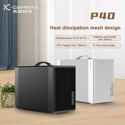 Power Train P40 Mesh MATX Desktop Case Handheld DIY Mini Compact ITX Computer Chassis Supports 350mm Graphics Card Black/White