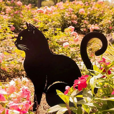 Cat Ground Stake Ornament Ground Plug Outdoor Garden Balcony Art Decoration Metal Crafts