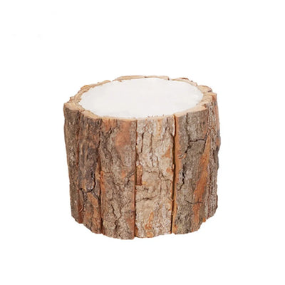 Creative Wooden Succulent Flowerpot DIY Desktop Storage Pen Container Pastoral Style Gardening Bark Flower Pot