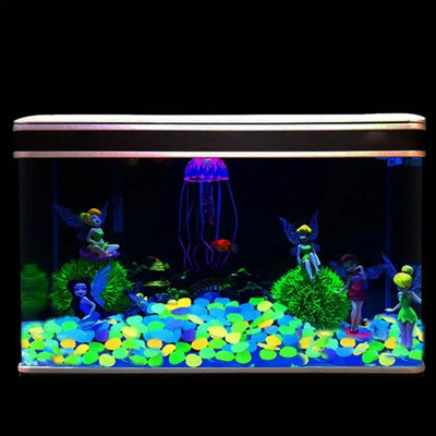 50Pcs Small Glow In The Dark Garden Pebbles For Garden Terrace Lawn Garden Fish Tank Aquarium Decoration Luminous Rocks Stones